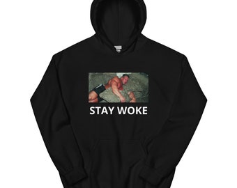 STAY WOKE and go Gym Hoodie | Gym Enthusiast Hoodie with Olympia on | Gym Wear or Gift