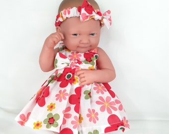 Dolls clothes flower print dress knickers and headband fits 14"-15" doll size