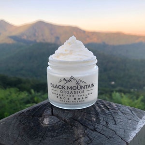 Tallow Face Balm Skin Cream! Whipped, Organic, Natural, Grass-Fed, Grass-Finished, No Additives, Moisturizer, Lotion, Body Butter, Glass Jar