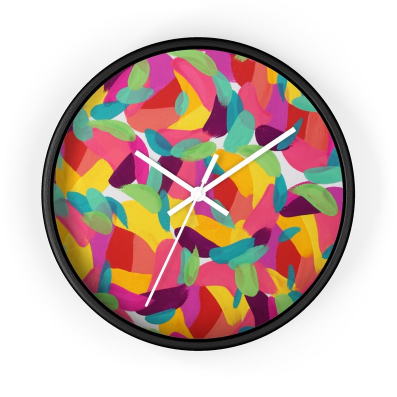 BRIGHT HEART Wall Clock Colorful Wooden Round Wall Clock Etsy