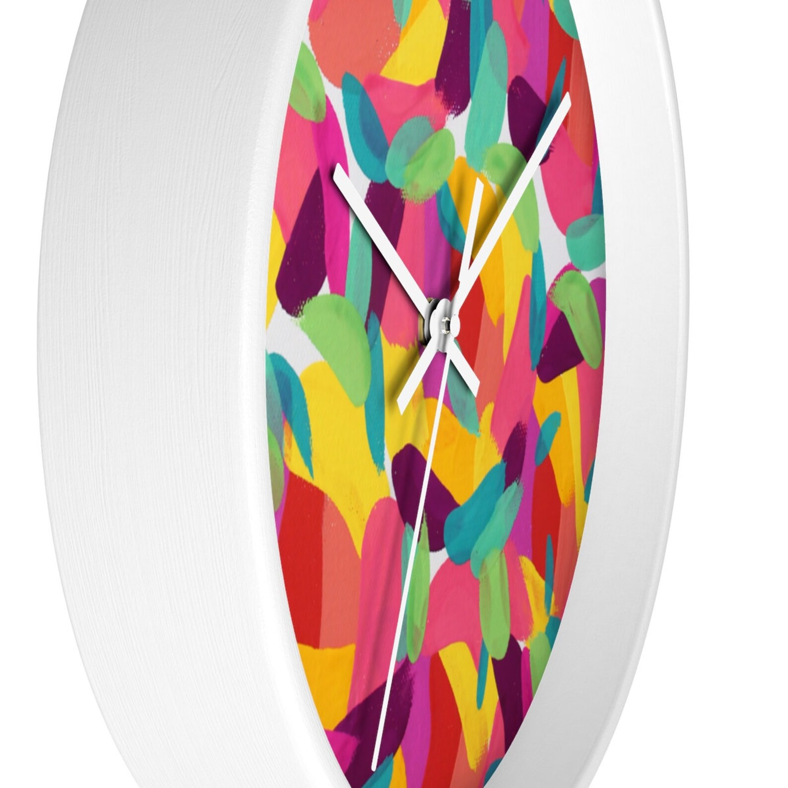 BRIGHT HEART Wall Clock Colorful Wooden Round Wall Clock Silent Kitchen