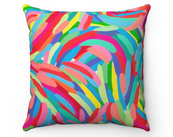 LIFE pillow | Art Printed Cushion | Fun Colorful Pillow | Modern Design Pillow | Colorful Printed Indoor Pillow