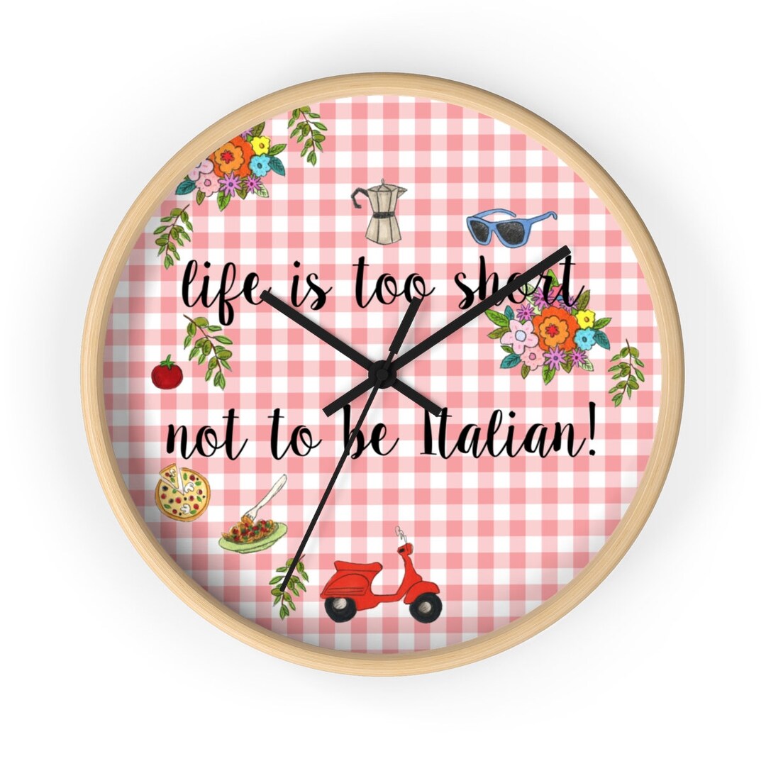 ITALIAN Wall Clock Lovely Silent Kitchen Wall Clock Funny Whimsical