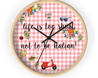 ITALIAN Wall clock | Lovely Silent Kitchen Wall Clock | Funny Whimsical Wall Clock | Original Wall Clock