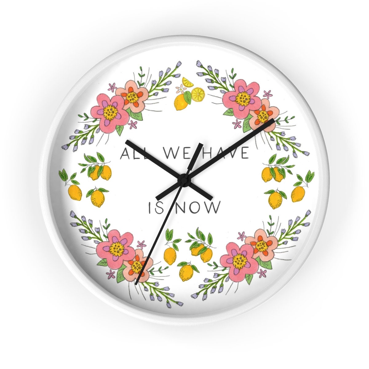 NOW Wall Clock Illustrated Silent Wall Clock Inspirational - Etsy