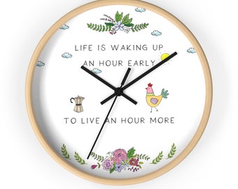 LIFE Wall clock | Inspirational Wall Clock | Original Illustrated Wall Clock | Motivating Unique Wall Clock