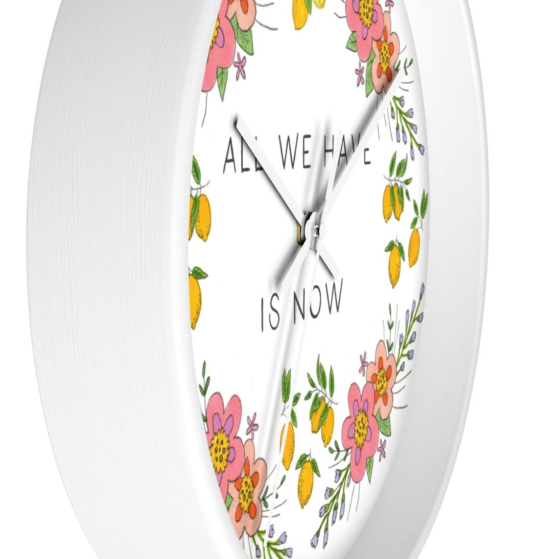 NOW Wall Clock Illustrated Silent Wall Clock Inspirational - Etsy