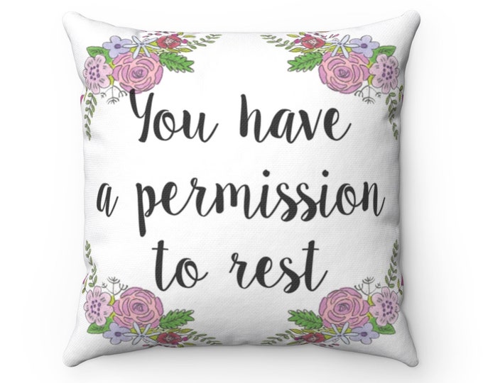 REST Pillow | Cute Illustrated Pillow | Floral Lovely indoor Cushion