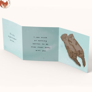 Personalised Otter Anniversary Card / To my significant otter / 2 fold 135mm card / E_RC_014
