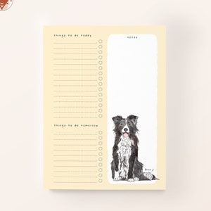 Personalised Black and White Border Collie To Do List / 50 Sheet A5 Tear Off Pad / E_NP_033