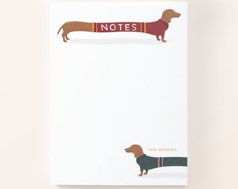 Notes and Doodles / Dachshund Note Paper / 50 Sheet A5 Tear Off Pad / E_NP_005