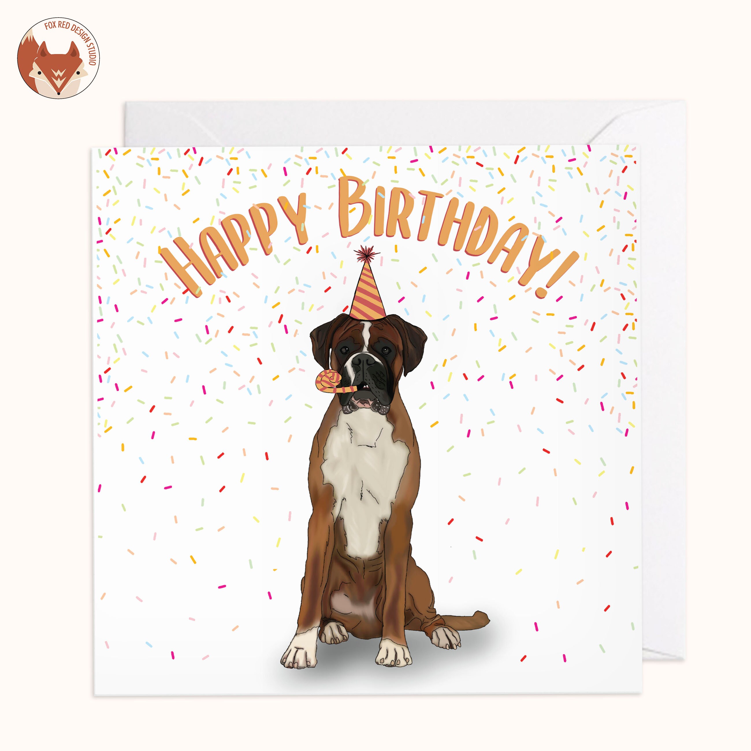 Boxer Dog Birthday Card / Happy Birthday / 135mm Square Card ...