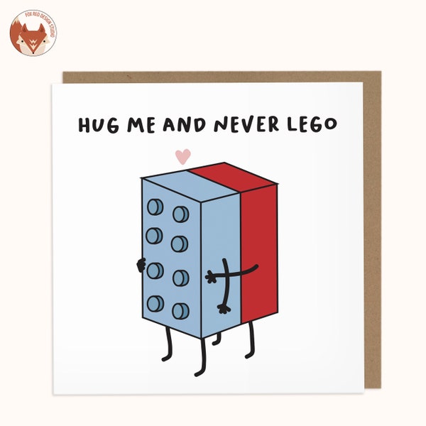 Hug Me And Never Lego - Anniversary Greetings Card