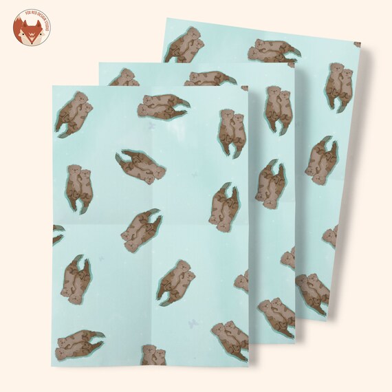 Wrapping Paper for Anniversary Otter Gift Wrap FOLDED 