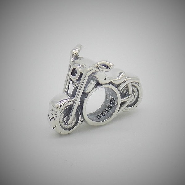 Motorbike / Motorcycle Bead Charm Sterling Silver 925 With Gift Box - fits Pandora Bracelet