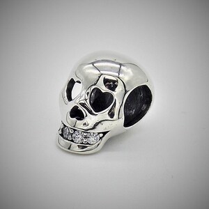 Skull Bead Charm Sterling Silver 925 With Gift Box - fits Pandora Bracelet