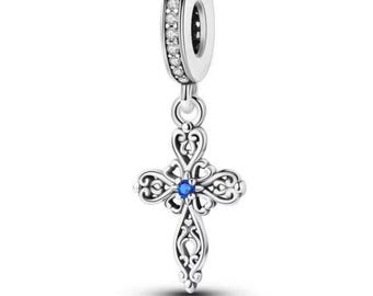 Ciondolo a forma di croce in filigrana in argento sterling con confezione regalo - compatibile con braccialetti Pandora