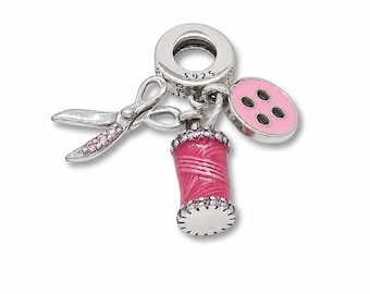 Näh-Anhänger aus Sterlingsilber – passend für Armbänder und Halsketten. Inklusive Geschenkbox.
