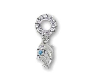 Dolphin Bead Charm Sterling Silver 925 With Gift Box - fits Pandora Bracelet