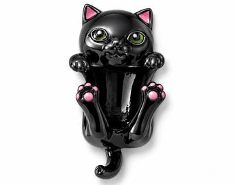 Black Cat/Kitten Bead Charm Sterling Silver 925 With Gift Box - fits Charm Bracelets