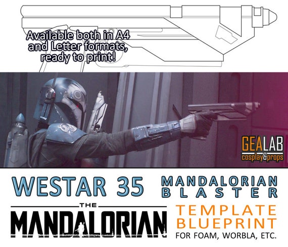 Westar 35 Blaster Bo Katan Pistol Blueprint For Cosplay Etsy