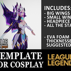 Star Nemesis Morgana Wings, Headpiece & Stars Pepakura - PDF/PDO Schaumstoff Vorlagen für Cosplay (Lol, League of Legends) Star Guardian, Muster