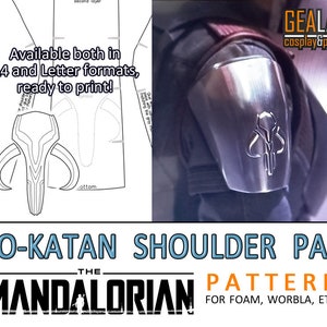 May include: A printable pattern for a Bo-Katan shoulder pad from The Mandalorian. The pattern is available in A4 and Letter formats and is ready to print. The pattern is for foam, worbla, or other similar materials.