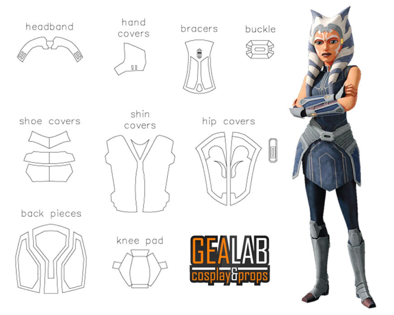 Ahsoka Tano Bundle - PDF Pattern and Pepakura for Foam Cosplay (star ...