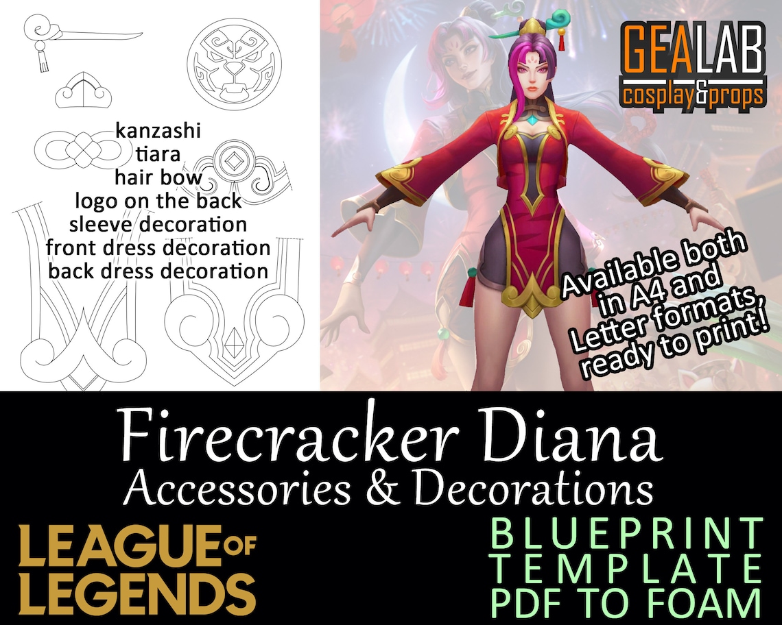 Firecracker Diana Accessories and Decorations Blueprint - Etsy