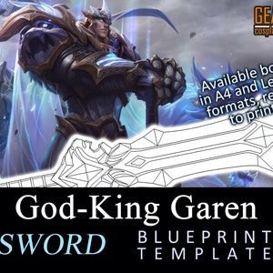God-King Garen Sword - Blueprint for Cosplay (LoL, League of Legends) PDF template for EVA foam