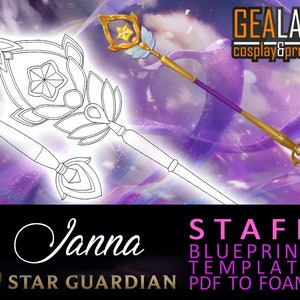 Star Guardian Janna - Staff - Blueprint for Cosplay (LoL League of Legends) PDF template to FOAM
