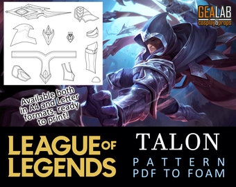 Talon Classic Skin - Patrón para espuma EVA - Plantilla para Cosplay (LoL, League of Legends)