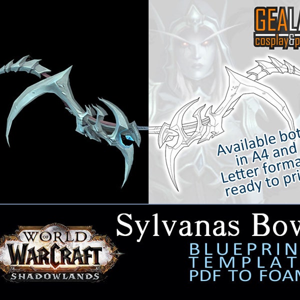 Wow Sylvanas Bow - Blauwdruk voor cosplay (World of Warcraft - Shadowlands) (PDF naar FOAM)