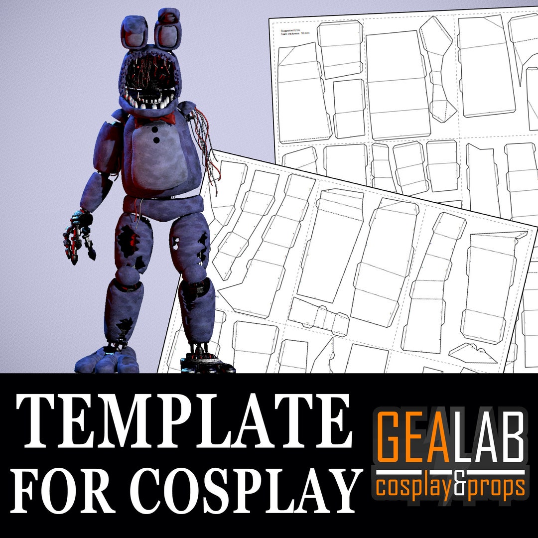 Withered Bonnie PDF/PDO Foam Templates for Cosplay fnaf, Five Nights at Withered Bonnie PDF/PDO Foam Templates for Cosplay fnaf, Five Nights at