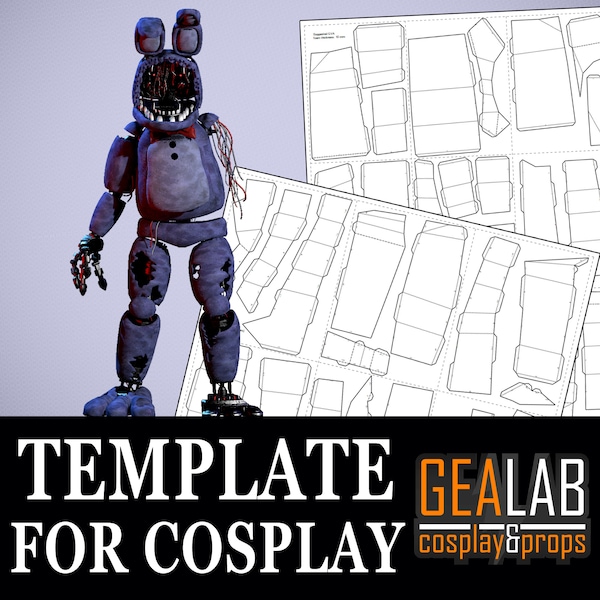 Withered Bonnie - PDF/PDO Foam Templates for Cosplay (FNaF, Five Nights at Freddy's) Pattern, Papercraft, DIY, Halloween