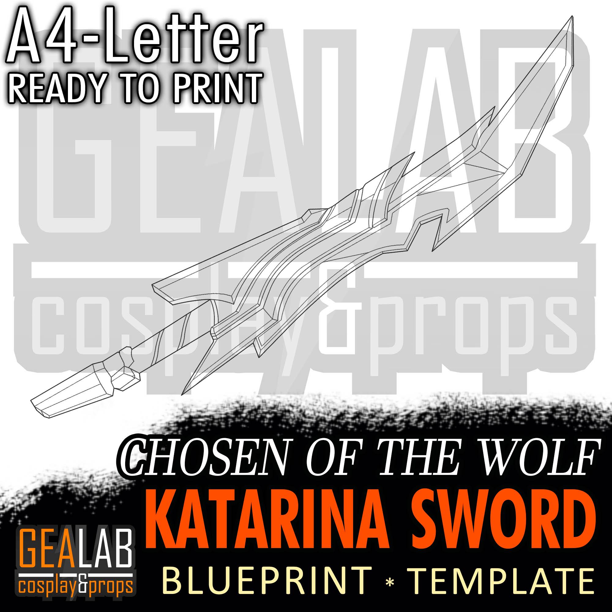 Chosen of the Wolf Katarina Sword - Blueprint Dagger for Cosplay (lol ...