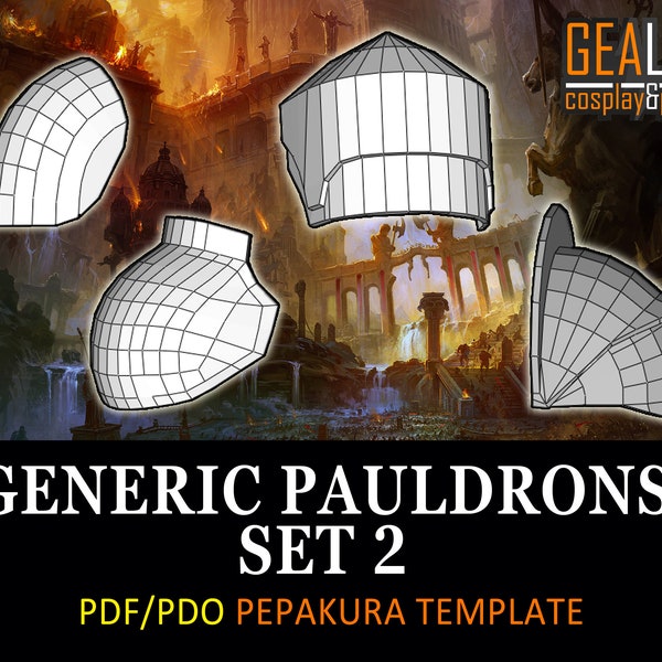 Generic Pauldrons Set 2, Pepakura - PDF & PDO Templates for Cosplay (Shoulder Armor Pieces)