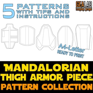 Pezzi di armatura per coscia mandaloriana - Collezione di modelli per schiuma EVA - Modelli PDF per Cosplay - Star Wars