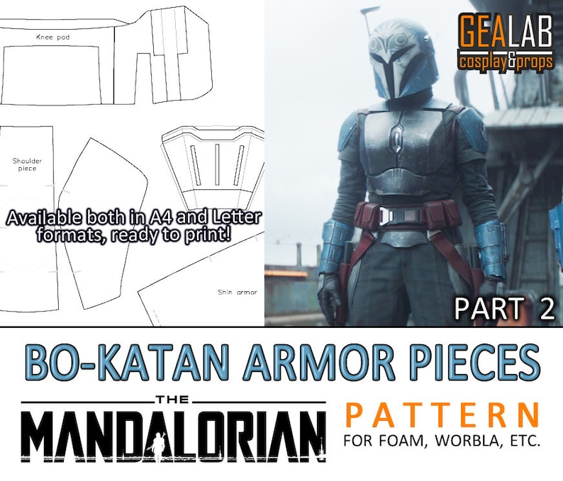 Bo Katan Bundle - PDF Pattern & Pepakura for Foam Cosplay (Star Wars - The Mandalorian) (Mandalorian Female Armor) Helmet, Jetpack, Blaster image 4