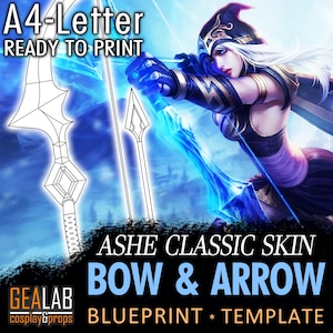 Ashe Bow and Arrow - Blueprint for Cosplay (LoL - League of Legends) PDF template for EVA foam