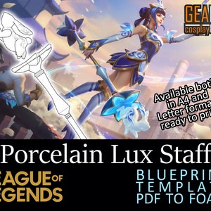 Porcelain Lux Staff - Blueprint for Prop Making Cosplay (LoL League of Legends) PDF template Lux Wand for EVA foam Worbla