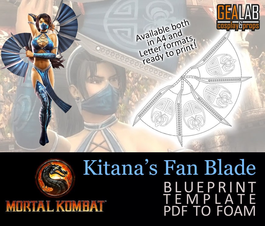Kitana S Fan Blade Blueprint For Cosplay Mortal Kombat Etsy