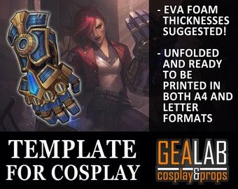 Vi Gauntlets & Accessories Pepakura - PDF/PDO Foam Wearable Templates for Cosplay, Pattern Gloves Papercraft DIY