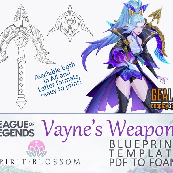 Spirit Blossom Vayne Crossbow & Wristbolt Launcher - Blueprint template for Cosplay (LoL League of Legends) PDF to FOAM