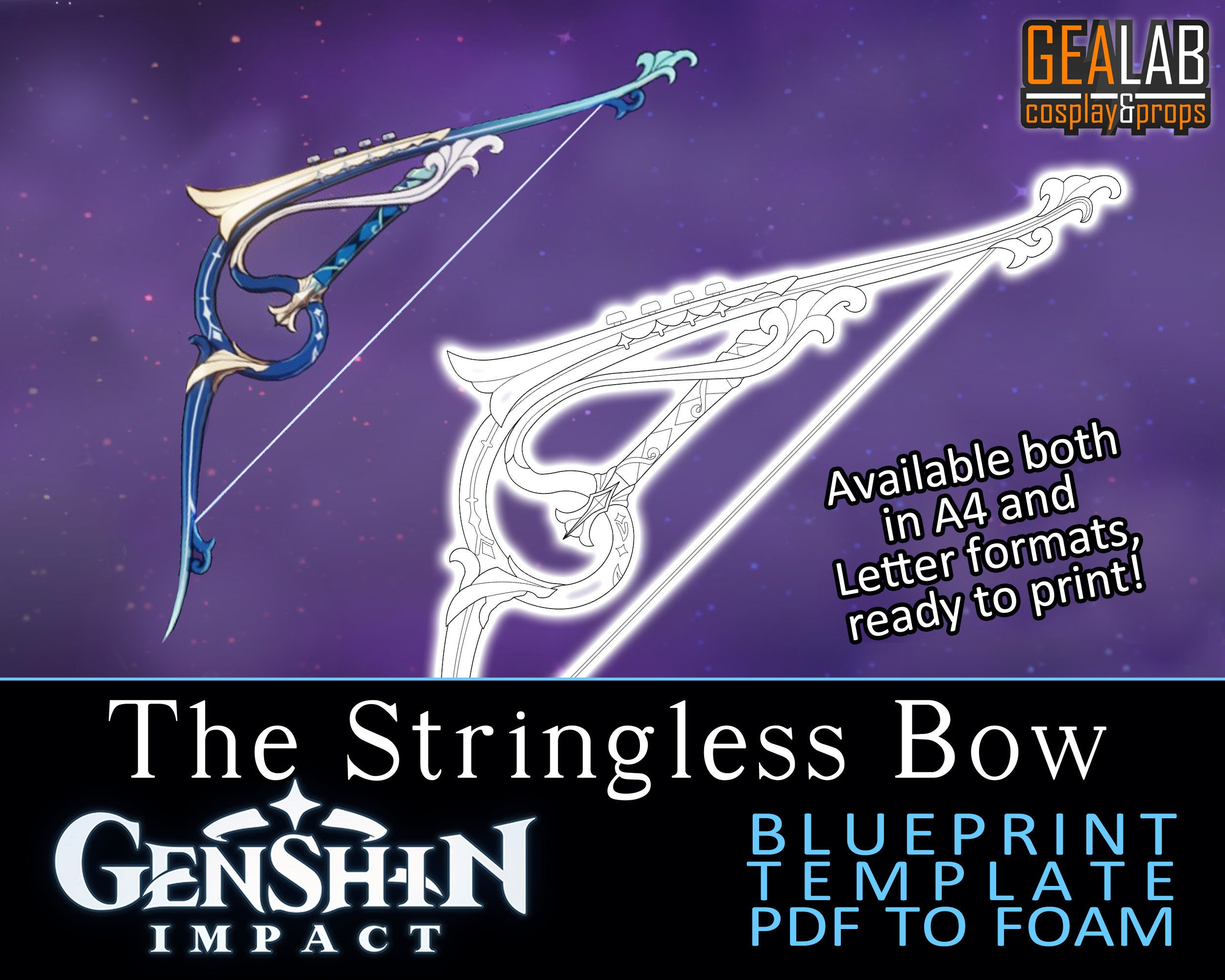 Craft Supplies & Tools Genshin Impact Digital Template The Stringless ...