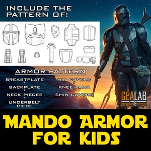 Mando Armor Pattern for Kids 7-12 yo - PDF Pattern for Foam Worbla - Star Wars The Mandalorian Cosplay - Mandalorian Armor Child Halloween