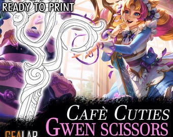 Cafe Cuties Gwen Scissors - Blueprint Template for Cosplay (LoL League of Legends) PDF to FOAM