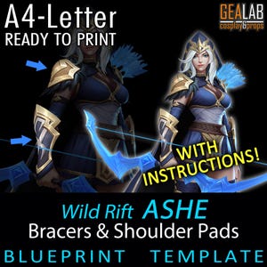 Ashe&#39;s Shoulders and Bracers - Foam Pattern Template for Cosplay (LoL, League of Legends - Wild Rift)