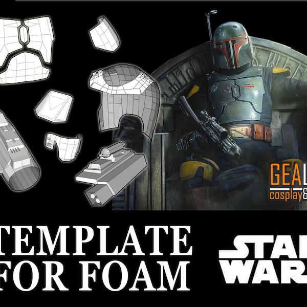 Boba Fett Armor Pieces -  PDF & PDO Pepakura Templates for Foam Cosplay (Star Wars - Mandalorian, Book of Boba Fett) Chest Shoulders Jango