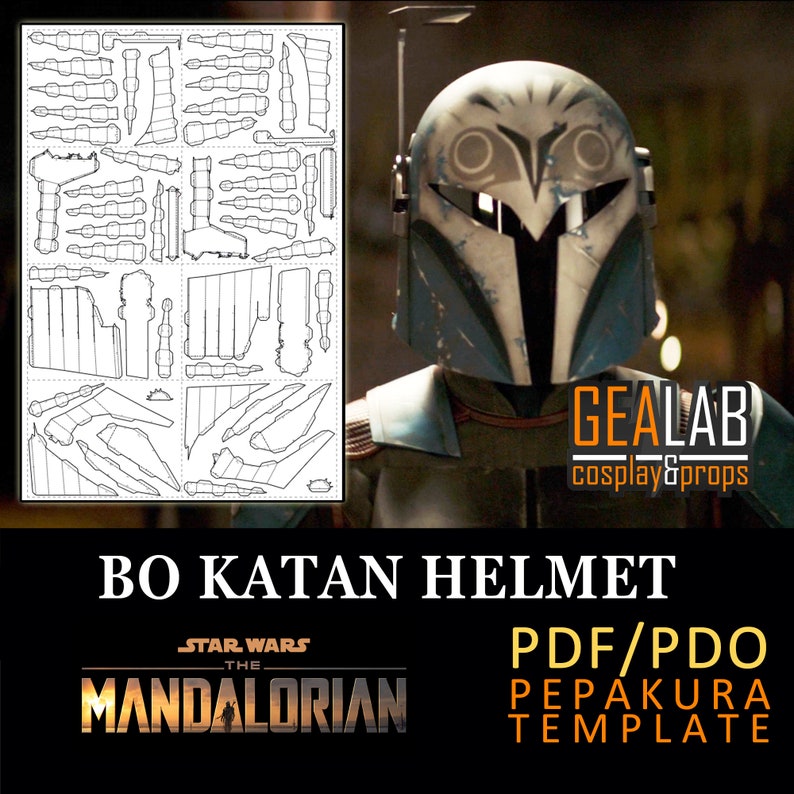 Bo Katan Bundle - PDF Pattern & Pepakura for Foam Cosplay (Star Wars - The Mandalorian) (Mandalorian Female Armor) Helmet, Jetpack, Blaster image 6